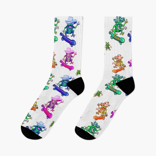 Item preview, Pack of 5 Kawaii Froggy Skateboarding Cute Frog in Red cow print cowboy hat Funny toad toads amphibian tadpole Green Red eyed tree frogs  rain forest science fiction gift Lizard dragon zoology frog designed and sold by Artonmytee.