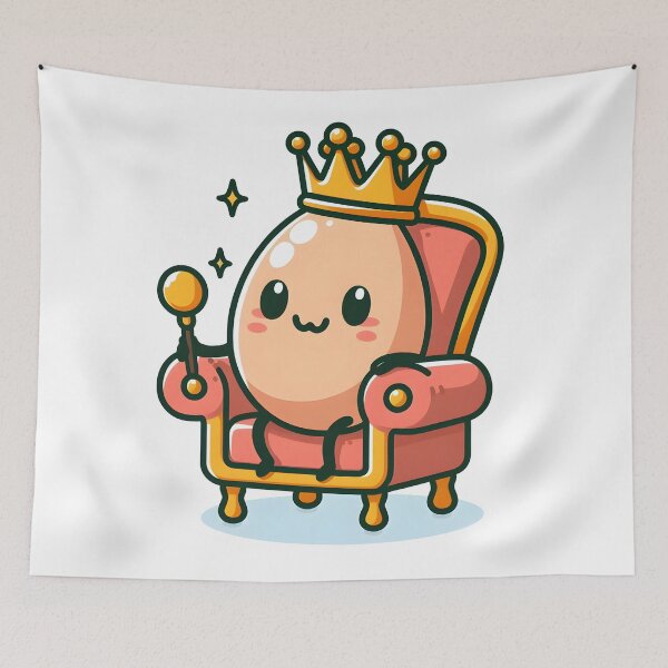 Item preview, Kawaii Egg Sitting On A Throne Wearing A King'S Crown designed and sold by CanvasCutie.