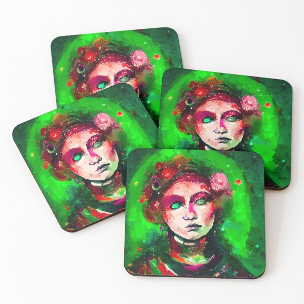 Item preview, Digital painting of a woman in  green and reds designed and sold by Photopat.