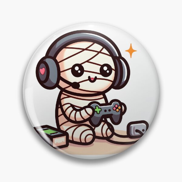 Item preview, Kawaii Effervescent Mummy Playing Video Games With Gamer Headset designed and sold by CanvasCutie.