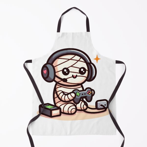 Item preview, Kawaii Effervescent Mummy Playing Video Games With Gamer Headset designed and sold by CanvasCutie.