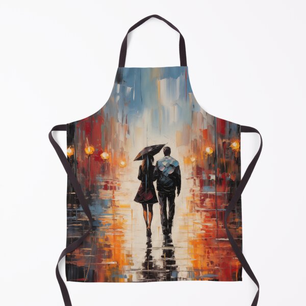 Item preview, Lovers walking down a rainy path - Cool and unique painting, love, vivid, colorful, high quality, valentines day designed and sold by slemfiskz.