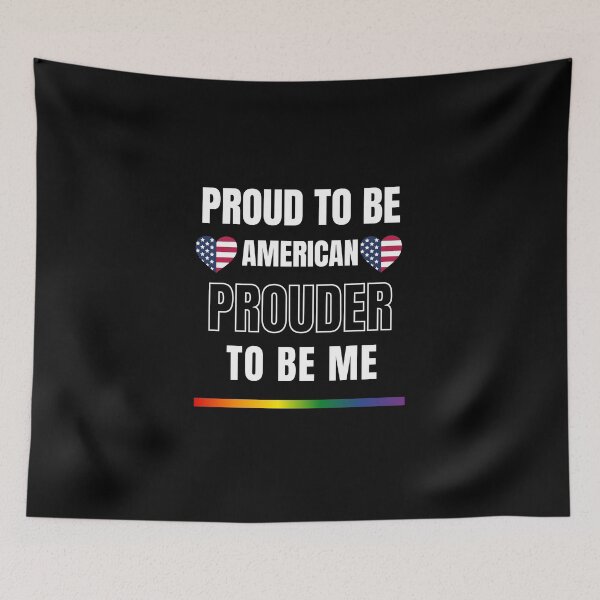 Item preview, LGBTQ Proud To Be American, Prouder To Be Me T-Shirt, American T-Shirt, American Flag Tees, Rainbow Stripe T-Shirt, Support America Tees, Sport Tees, Pride Tees, American Flag Heart, designed and sold by PrideBeProud.