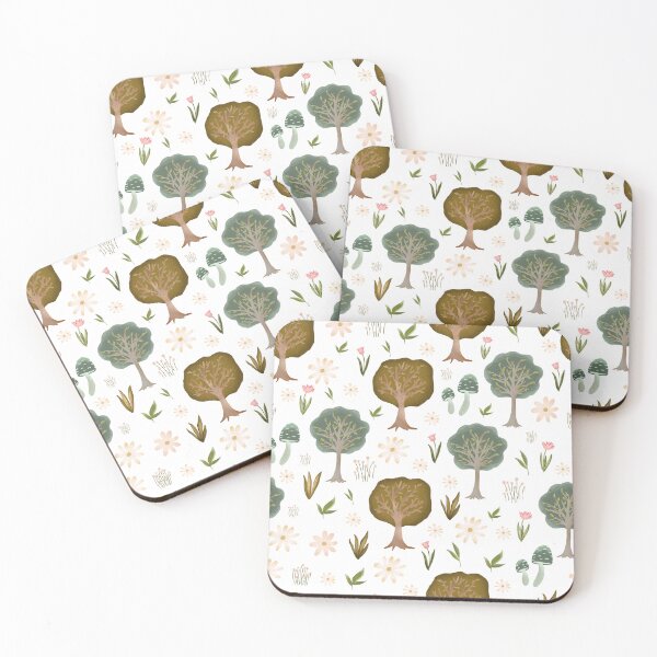 Item preview, Whimsical woodland print on white  designed and sold by pinkyfish1010.