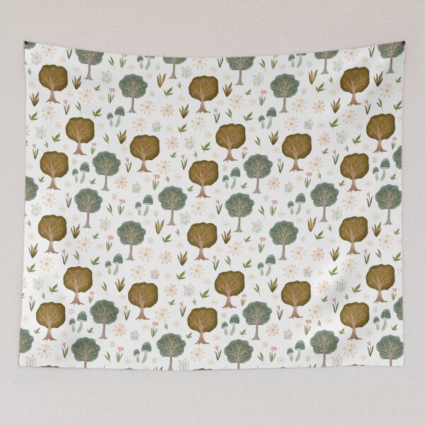 Item preview, Whimsical woodland print on white  designed and sold by pinkyfish1010.