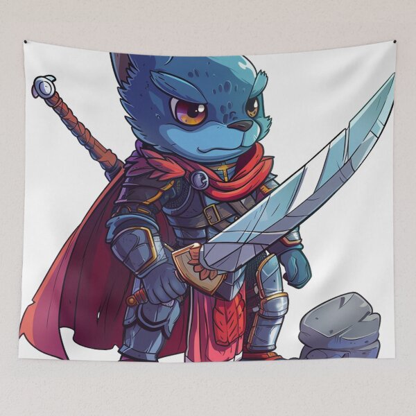 Item preview, Valiant Blue Wolf Warrior with Sword designed and sold by dungeonwarriors.