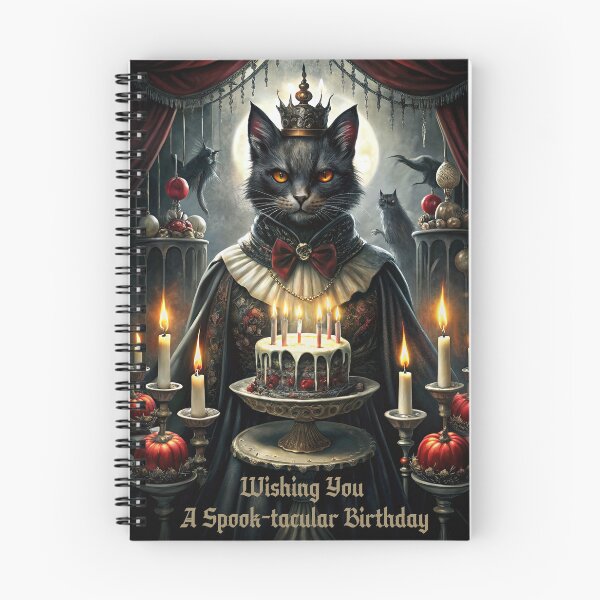 Item preview, Gothic Birthday Wishing Spook-tacular Cat Cake designed and sold by Lelijo.