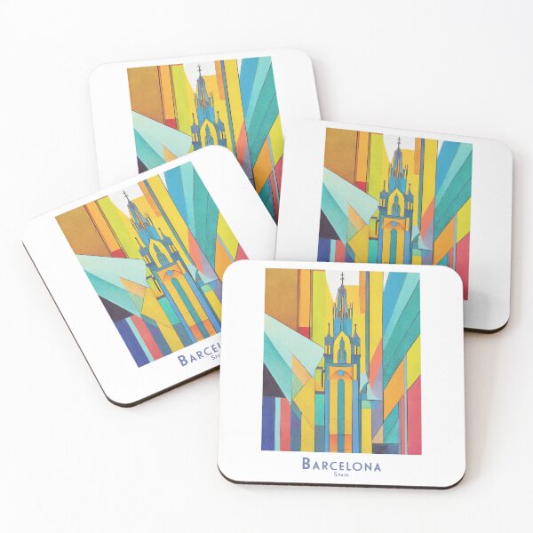 Item preview, Vintage Barcelona - Spain travel poster abstract - Minimalist modern Sagrada Família illustration designed and sold by pod24.