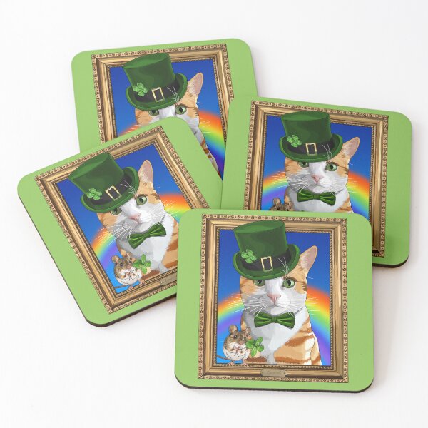 Item preview, St Patricks Day Leprechaun Cat and Mouse designed and sold by Carleah Unique.
