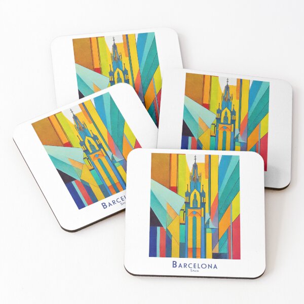 Item preview, Barcelona - Spain travel poster abstract - Minimalist modern Sagrada Família vintage illustration designed and sold by pod24.