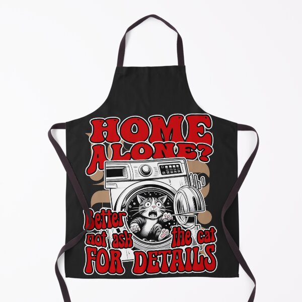 Item preview, Home alone? Cat's Laundry Escape: Redefining Kid-Free Hours in Black, White, Grey, and Red! designed and sold by SplashTastic.