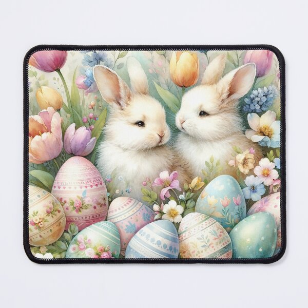 Item preview, Easter Theme Print With Colored Eggs and Bunnies designed and sold by PinUpPizzazz.