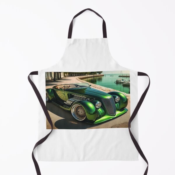 Item preview, Luxury green vintage car parked next to a peaceful seaside. designed and sold by Fredceri01.