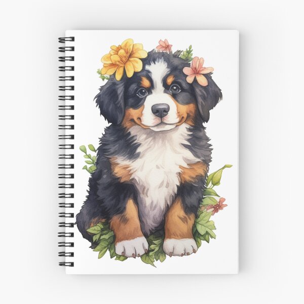 Item preview, Floral Pups | Bernese Mountain Dog puppy | Vinyl Sticker, Waterproof for Water Bottles, Scrapbook, Journals, Laptop, Cards designed and sold by ambardi.