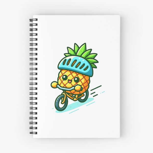Item preview, Kawaii Pineapple With Bicycle Helmet Riding A Bicycle designed and sold by CanvasCutie.