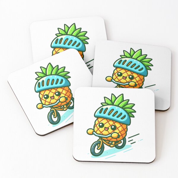 Item preview, Kawaii Pineapple With Bicycle Helmet Riding A Bicycle designed and sold by CanvasCutie.