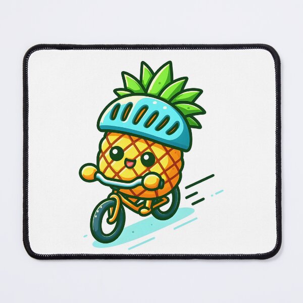 Item preview, Kawaii Pineapple With Bicycle Helmet Riding A Bicycle designed and sold by CanvasCutie.