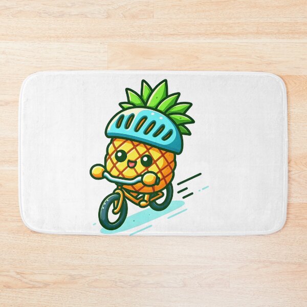 Item preview, Kawaii Pineapple With Bicycle Helmet Riding A Bicycle designed and sold by CanvasCutie.