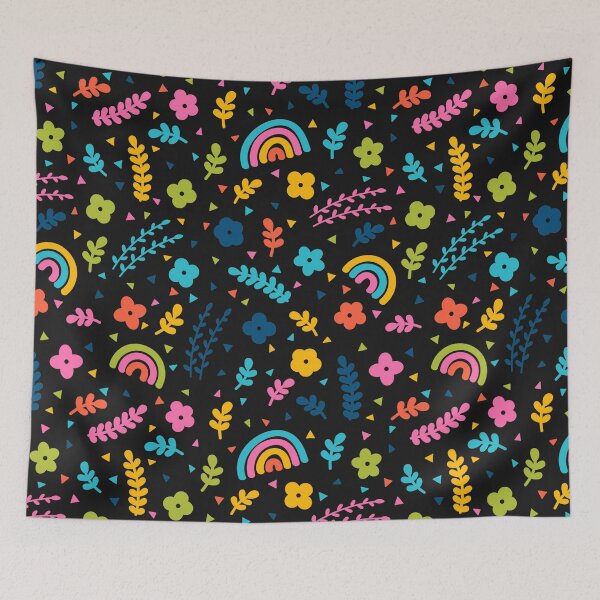 Item preview, Colorful Flower Leaves Rainbow Triangle ; Bohemian Pattern designed and sold by PatternInArt.