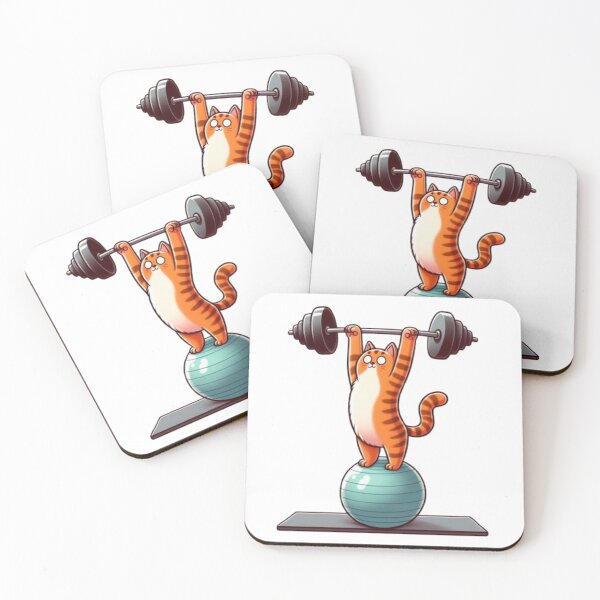 Item preview, Cute cat lifting weights designed and sold by TomFitCL.