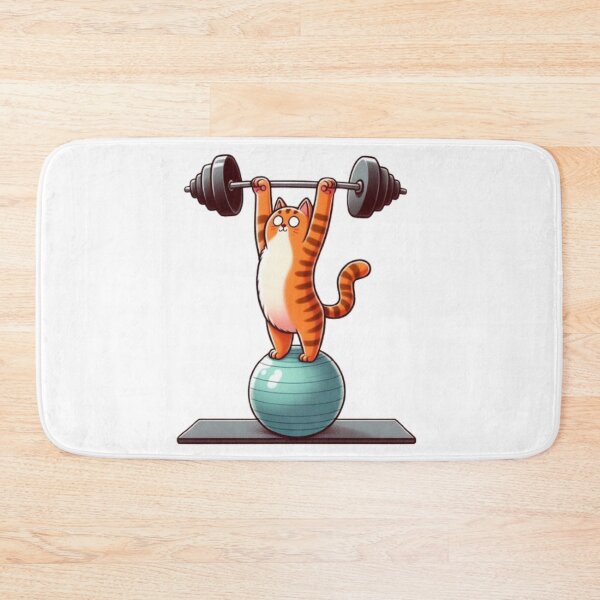 Item preview, Cute cat lifting weights designed and sold by TomFitCL.