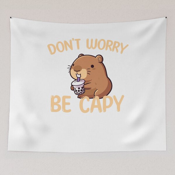 Item preview, Cute Capybara drinking Bubble Tea 'Don't Worry' designed and sold by carodel.