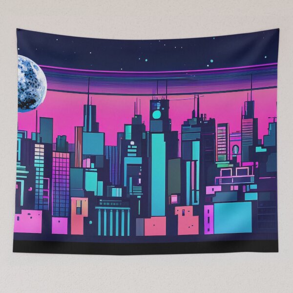 Item preview, Neon Crumpet Moonrise Over City designed and sold by LionBrew.