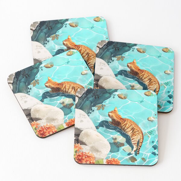 Item preview, Cat the swimmer watercolor art #cat  designed and sold by JBJart.