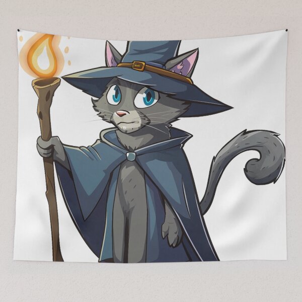Item preview, Wise Wizard Cat with Enchanted Torch designed and sold by dungeonwarriors.