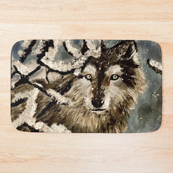 Item preview, Snow wolf acrylic painting designed and sold by Aroeldesigns.
