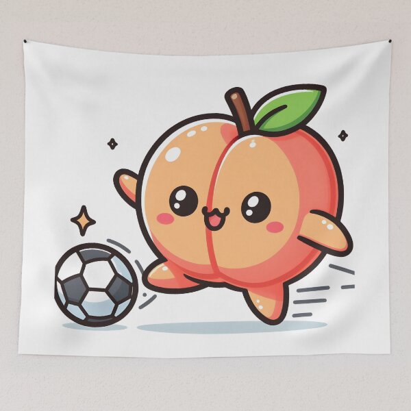 Item preview, Kawaii Peach With Soccer Shoes Playing Soccer designed and sold by CanvasCutie.