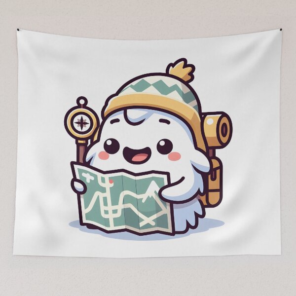 Item preview, Kawaii Yeti Tracker Reading Map designed and sold by CanvasCutie.