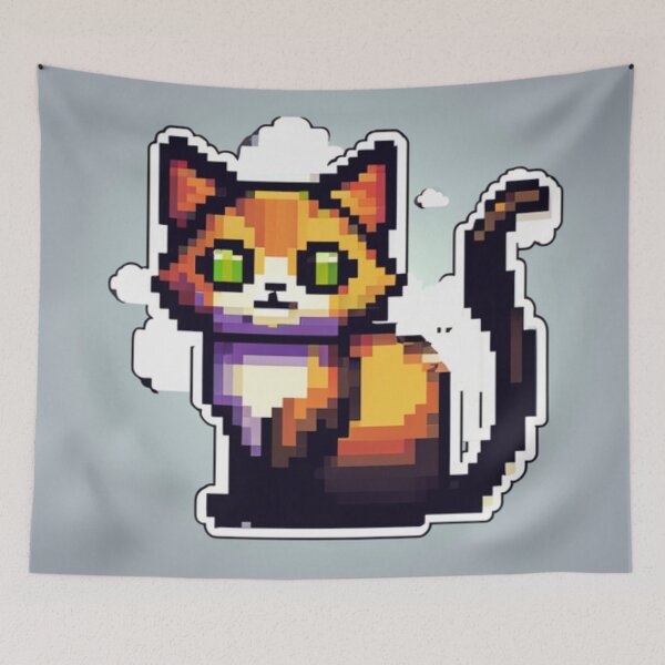 Item preview, Funny Pixel art cat designed and sold by Planetporridge.