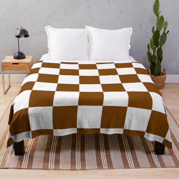 Item preview, Checkered - White and Chocolate Brown designed and sold by JustPatterns2.