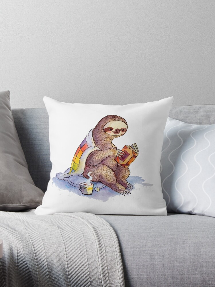 Thumbnail 1 of 4, Pillow, Cozy Sloth designed and sold by katiecrumpton.