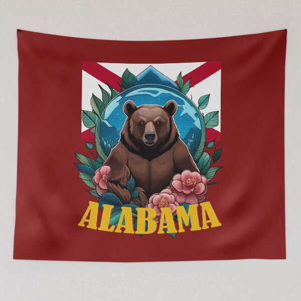 Item preview, Black Bear Surrounded by Camellia With Alabama State designed and sold by taiche.