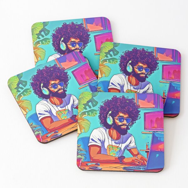 Item preview, Gamer Lifestyle: Black with Curly Hair designed and sold by Health And Fitness Posts e-Store.