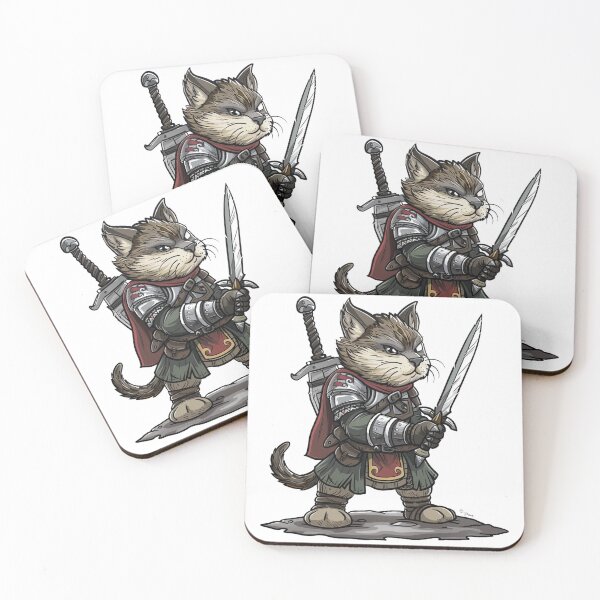 Item preview, Gallant Cat Knight with Sword and Armor designed and sold by dungeonwarriors.