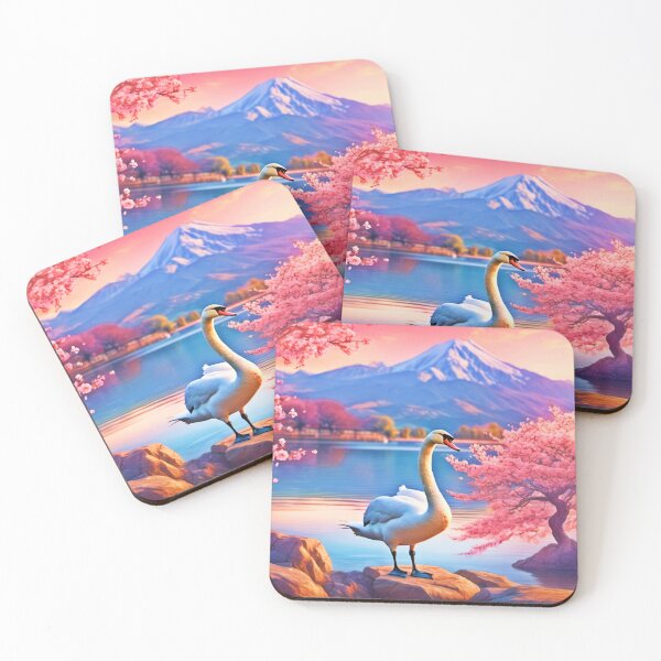 Item preview, Swan and Cherry Blossom Lake designed and sold by Health And Fitness Posts e-Store.