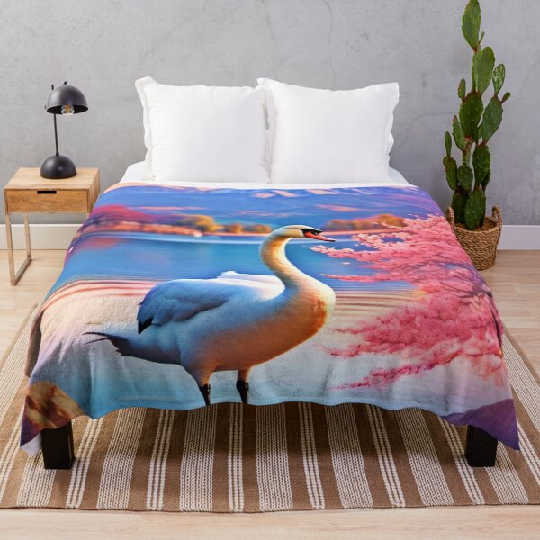 Item preview, Swan and Cherry Blossom Lake designed and sold by Health And Fitness Posts e-Store.