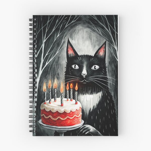 Item preview, Gothic Birthday Black Cat Red Cake Drawing designed and sold by Lelijo.