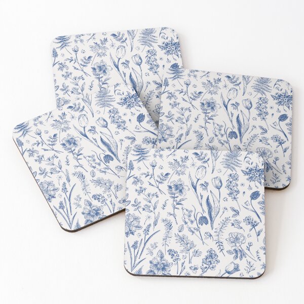 Item preview, Vintage Blue Wildflower Floral Print designed and sold by newburyboutique.