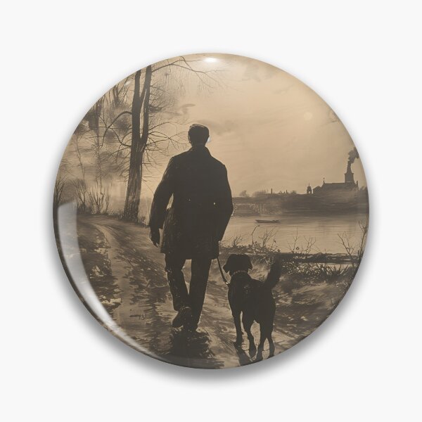 Item preview, Old man and his dog walking into the distance designed and sold by INK Chic Designs.