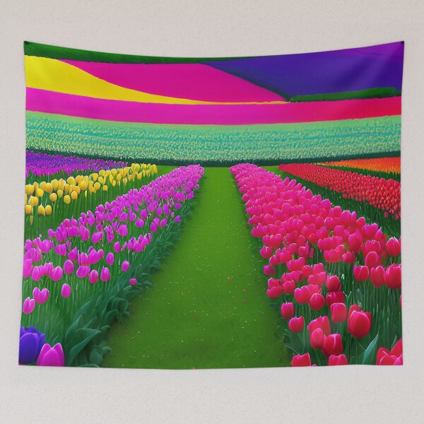 Item preview, Colorful Sea of Tulips, Abstract Landscape Art designed and sold by Rhonda  Brown.