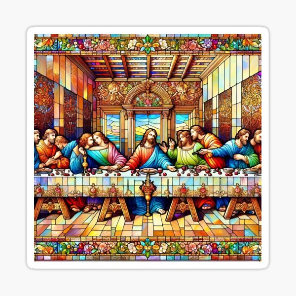 Item preview, Stained Glass Interpretation:  "The Last Supper" by Leonardo da Vinci designed and sold by stevepmp.