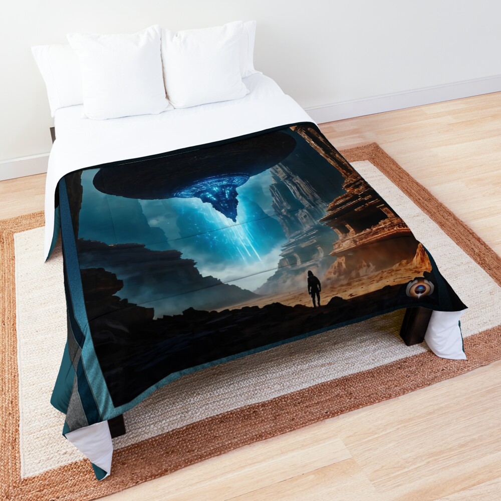 When The Ancients Returned Stunning AI Concept Art by Xzendor7 Decorative Comforter