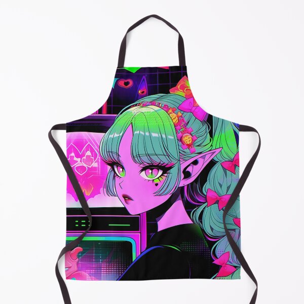 Item preview, Neon Gothic Kawaii Cyber Fantasy Anime Girl designed and sold by bubblegoth.