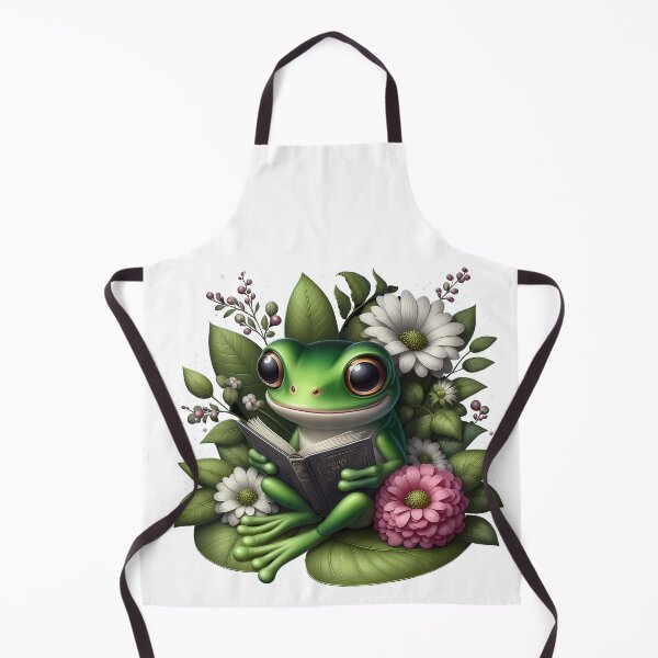 Item preview, Cute Cottagecore Floral Frog Aesthetic Frog Read Book designed and sold by Funny Vintage Stickers And T-Shirts.