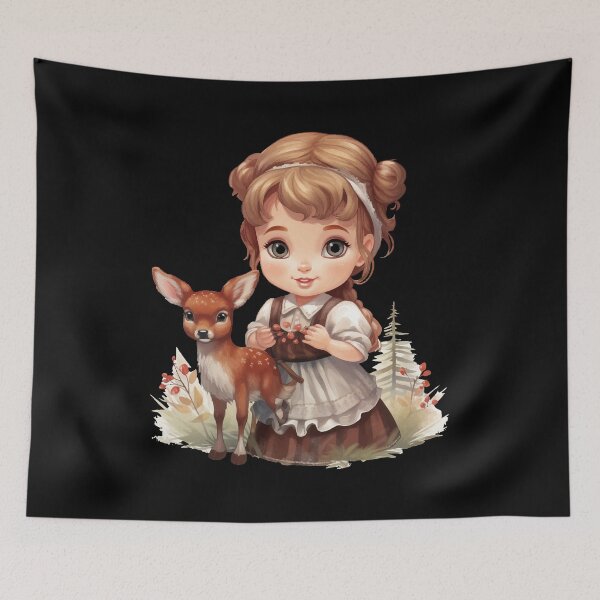 Item preview, Little girl with fawn, gift farmer, farmer's child designed and sold by Andrea-Design.