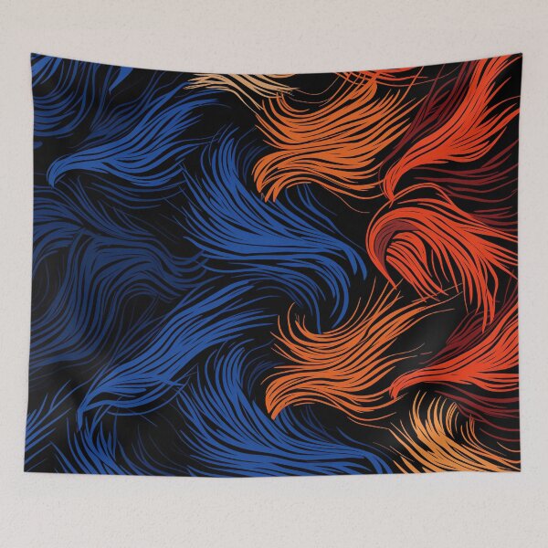 Item preview, Blue Orange Red Flowing Lines designed and sold by EnchantArtCo.